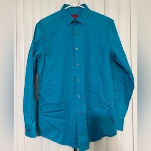 Alfani Men’s Dress Shirt Teal Seafoam Green Size Medium (15-15.5/32-33) *FLAW*